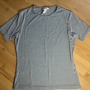 Frazier Lawrence Petite Silver Short-sleeve Top Nylon Spandex Blend Y2K Size S
